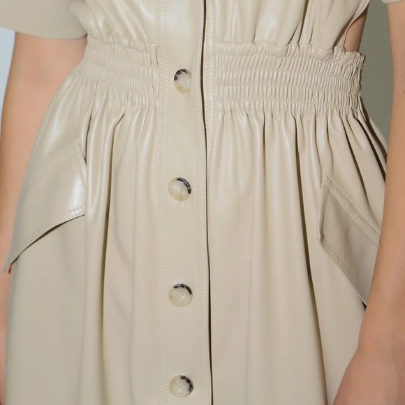 RED MATERIEL TBILISI BUTTON DOWN LONG SLEEVE COAT - Picture 3 of 4